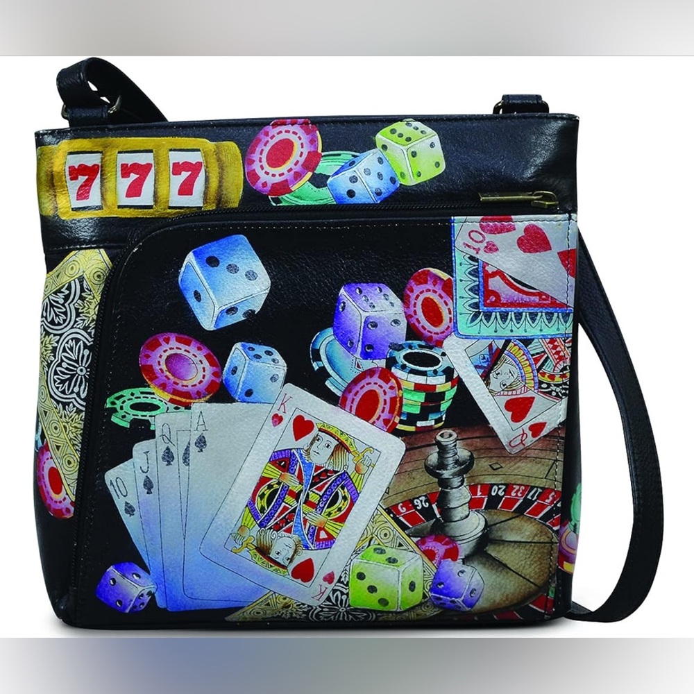 Anuschka High Roller hand painted leather crossbody purse - Picture 2 of 10
